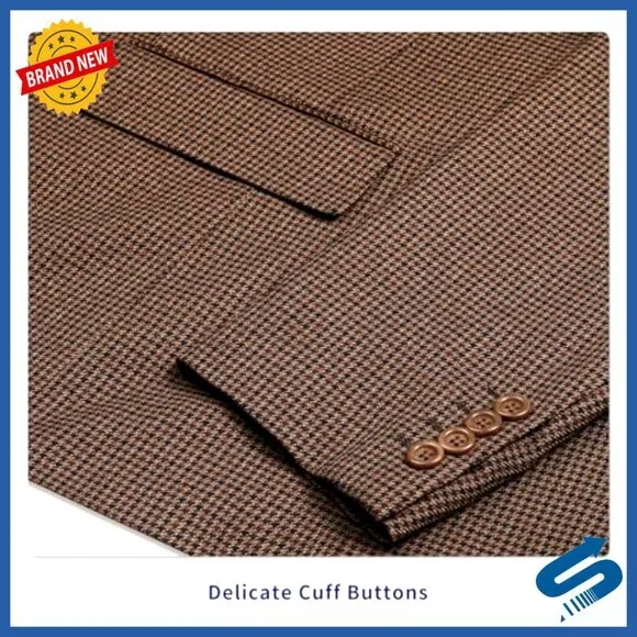 Men's Classic Fit Houndstooth Stretch Blazer Sport Coat Size 36-62
